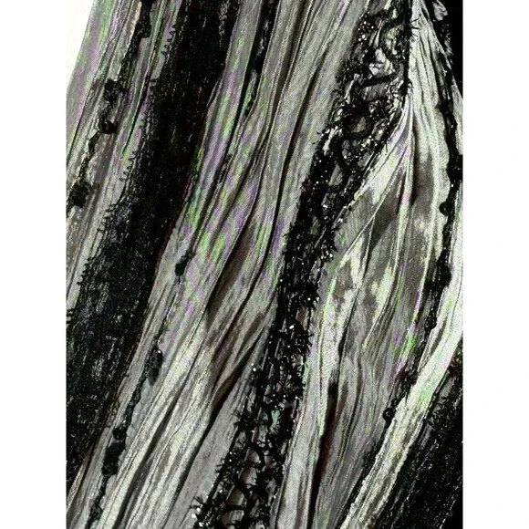 Chico’s Gray Black Blazer Open Front Sz 3 X-Large Women Dressy Black Lace Trim - Picture 9 of 9